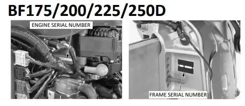 Honda BF175 BF200 BF225 BF250D serienummer