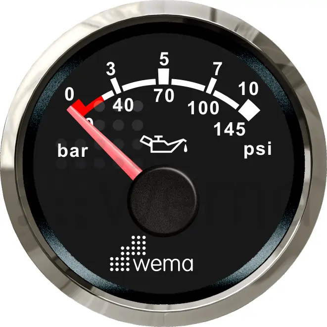 Wema Silverline Oljetrycksinstrument 10 bar NMEA2000 (Svart)