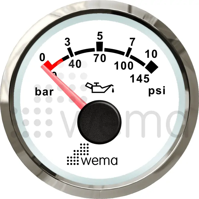 Wema Silverline Oljetrycksinstrument 10 bar NMEA2000 (Vit)
