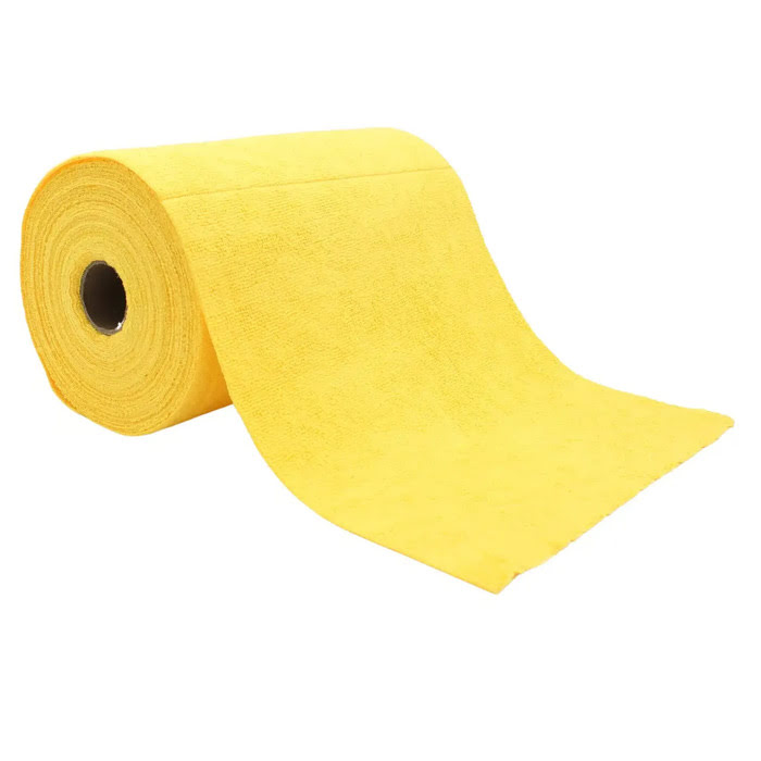 Mikrofiberduk på rulle, 75 ark, gul, 30x30 cm – Tvättbar och slitstark