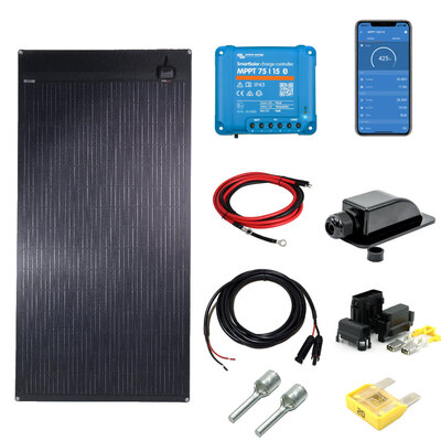 Flexibelt Solcellskit 200W – Komplett med Victron MPPT 75/15